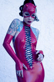 Red lace front mini dress