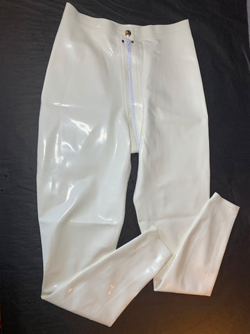 White zip crotch leggings