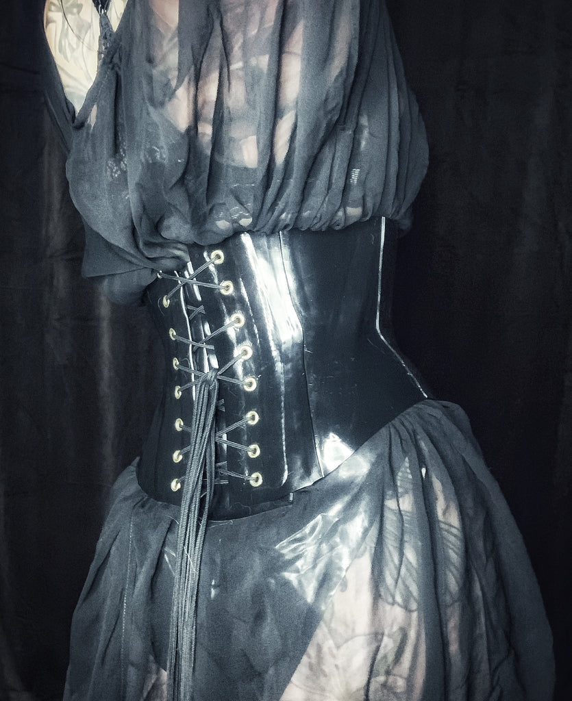 Black latex corset waist cincher  Clothes design, Black latex, Waist  cincher corset